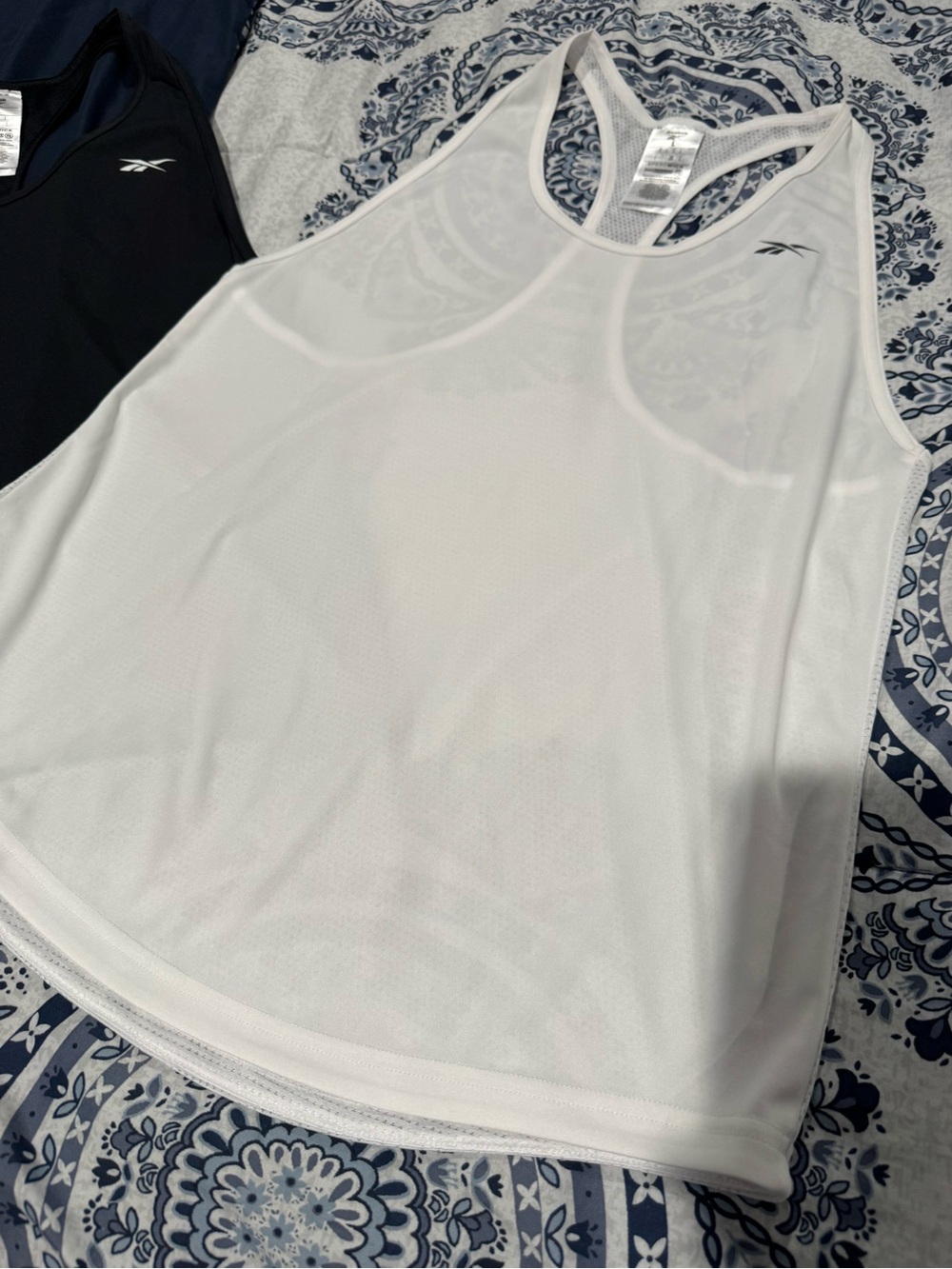 Reebok Black & White Athletic Tank Tops. Never worn. Sz L - Picture 2 of 6